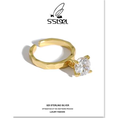 SSTEEL Zircon Rings Gift For Women 925 Sterling Silver Korean Luxury Designer Minimalist Ring Anillo De Compromiso Jewellery