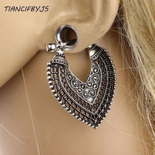 TIANCIFBYJS Double Flared Flesh Tunnel with Nipple Shield Piercing Earring Body Jewelry Ear Plugs Expander Stretcher Gauge 60pcs