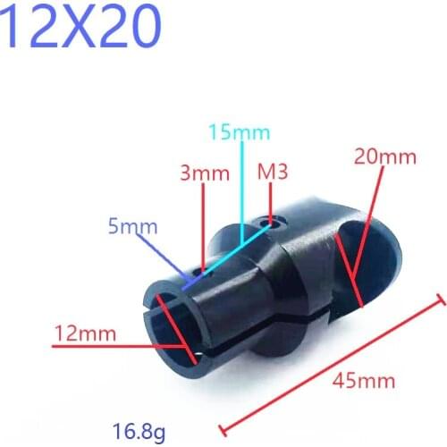 2PCS Aluminum Alloy 20 to 12mm Tripod Tee Three-way Joint Cabon Tube Connector Fixed Clip Clamp DIY Parts for RC Agriculture UAV
