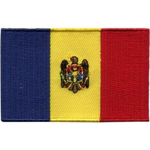Embroidery Moldova Flag Emblem Made by Twill with Flat Broder and Iron On Backing Accept Custom MOQ50pcs Free Shipping by Post