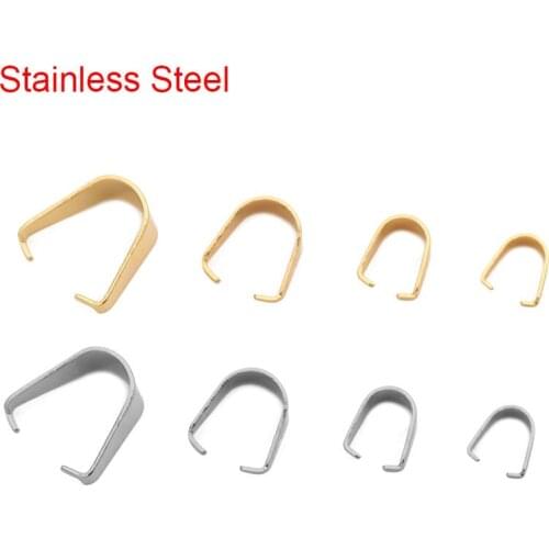 30 50pcs/lot Stainless Steel Pendant Pinch Bail Clasps Gold Color Necklace Bracelet Connectors For DIY Jewelry Making Findings