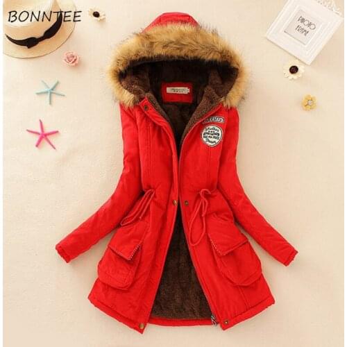 Parkas Women 2020 Winter Thicker Warm Solid Simple Hooded Womens Parka Korean Style Slim Elegant Korean Style All-match Trendy