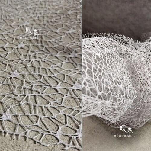 Stiff Hollow-Out Mesh Fabric Light Gray Irregular Firm DIY Modeling Design Decor Patchwork Veil Skirt Dress Designer Fabric