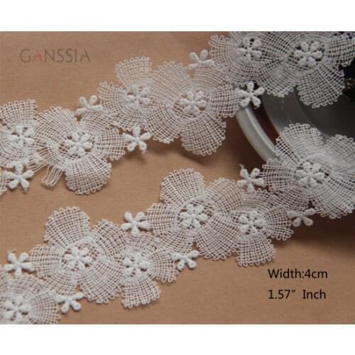 1YARD Width:4cm Water-Soluble Flower Lace Trim Ivory White for Embroidery/Skirt Intimate Accessories Decoration(ss-2335)
