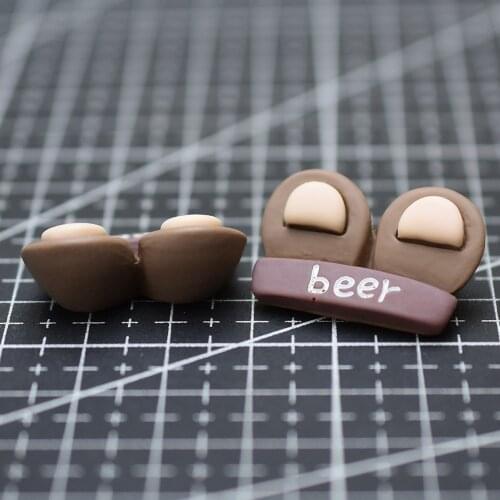 1pcs/lot resin flat back kawaii brown beer ear 28mm Cabochons Hair Bow Center Card Frame Making Craft DIY