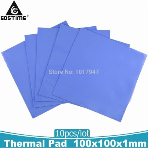 10Pieces LOT 100x100x1mm GPU CPU IC Heatsink Cooling Thermal Conductive Silicone Pad 1mm