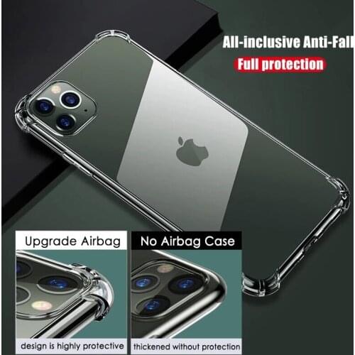 100pcs Shockproof Silicone Clear Phone Case For iPhone 11 7 XR Case Soft Back Cover For iPhone 11 12 Pro XS Max X 8 7 6 6s Plus