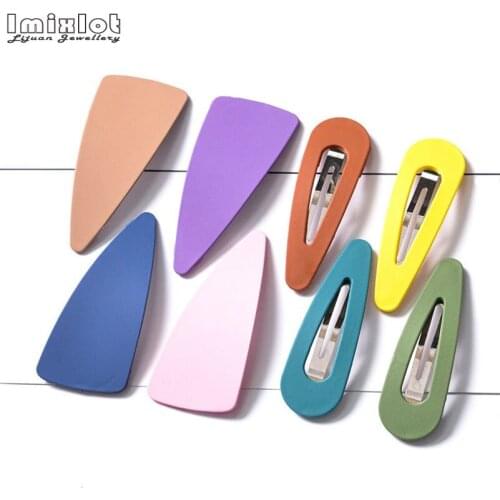 12pcs Women Girls Hairpins Snap Hair Clips Barrettes Geometric Triangle Waterdrop BB Hair Clip Candy Color Hair Accessories