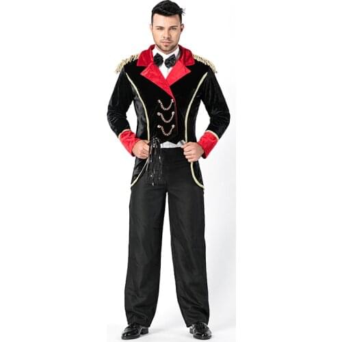 2018 Ringmaster Halloween Costume Circus Gentleman Carnival Crazy Magician Adult Man Costume Fantasia Cosplay Suit for Men