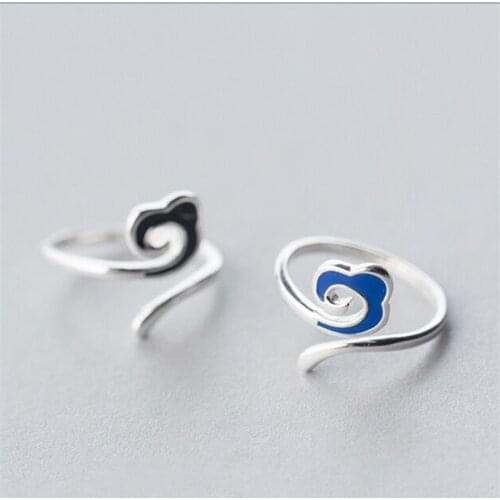 2021 New Arrival Romantic Women Ring Cloud Shape Black /Blue Epoxy Birthday Wedding Party Anniversary Present Fashion Jewelry