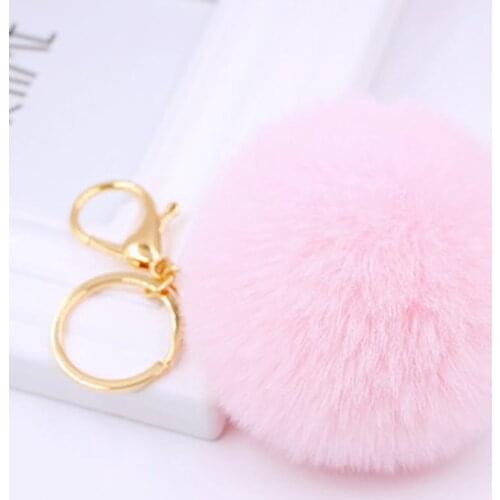 4 Colors Hot Sale Trinket Fluffy Artificial Rabbit Fur Ball Key Chain Pompons Keychain Women Car Bag Key Ring Jewelry EH343
