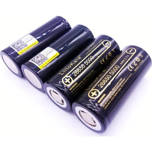 4PCS LiitoKala 26650-50A 5000mah 26650 Li-ion 3.7v Rechargeable Battery for Flashlight 20A