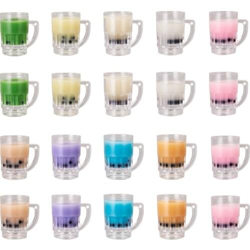 40Pcs Imitation Bubble Tea Resin Pendants Pearl Milk Tea Cup Charms for DIY Jewelry Earrings Necklace Keychain Making Findings