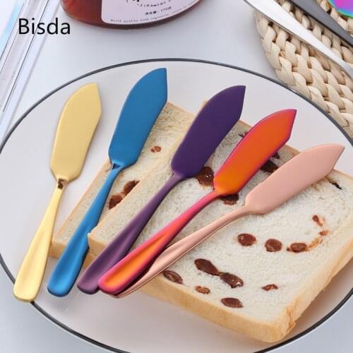 8 Colors Stainless Steel Butter Knife Cheese Dessert Jam Spreaders Gold Cream Butter Spreader Western Cutlery Breakfast Tool