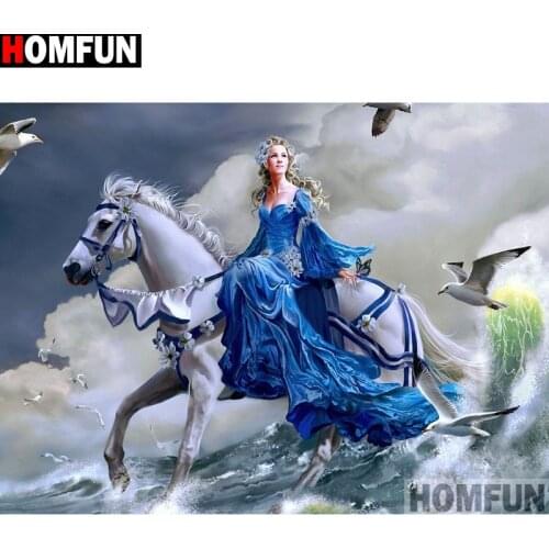 HOMFUN Full Square/Round Drill 5D DIY Diamond Painting "Beauty horse" 3D Embroidery Cross Stitch 5D Home Decor A13524