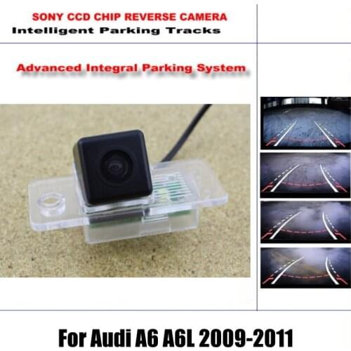 Auto Rear Reverse Camera For Audi A6 A6L 2009-2011 HD Backup Intelligent Parking Tracks CAM