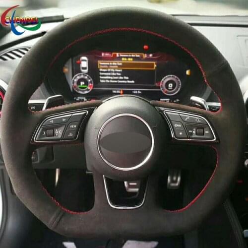 DIY Black Suede Car Steering Wheel Cover For Audi A1 SQ2 2018 2019 A3 2016-2019 S3 Q2 2016-2019 RS3 2017-2019 Car Accessories