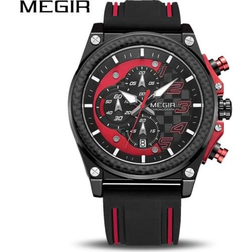 MEGIR Army Military Watches Fashion Chronograph Men Sport Watch Silicone Strap Quartz Wristwatches Clock Men Relogio Masculino