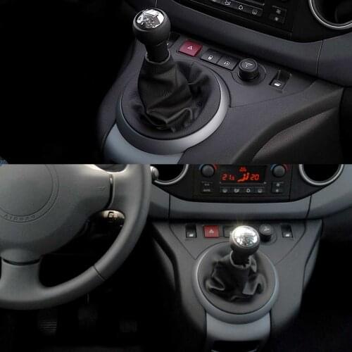 Chrome Styling Gear Shift Knob Lever Shifter Gaiter Boot Cover Case Collar For Citroen Berlingo III MK3 Peugeot Partner 2008-on