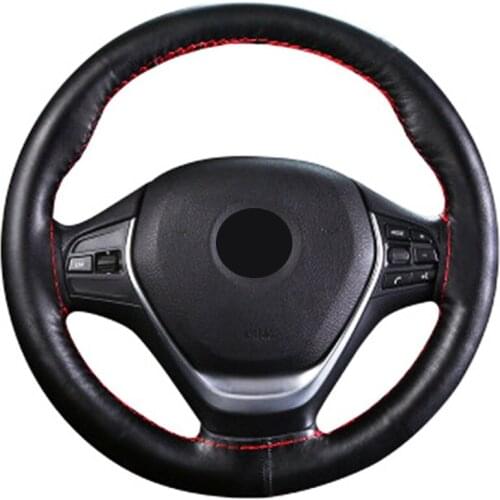 Car Steering Wheel Cover Four Seasons comfortable Leather Hand-stitched Diameter 38cm With needle and thread