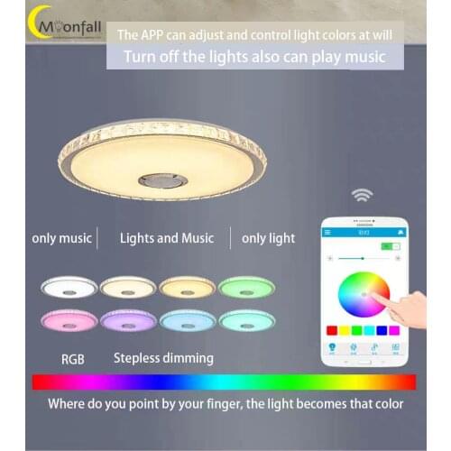 Cmoonfall-LED Ceiling Lamp Rgb Flush Mount Round Star Light Music With Bluetooth Speaker Dimmable Color Changing Light