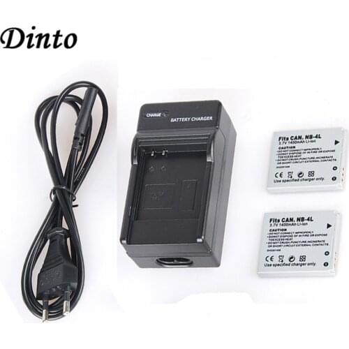 Dinto 2pcs 1400mAh NB-4L NB4L NB 4L Rechargeable Camera Battery + EU/US Plug Charger for Canon IXUS 30 40 50 55 60 65 70 75