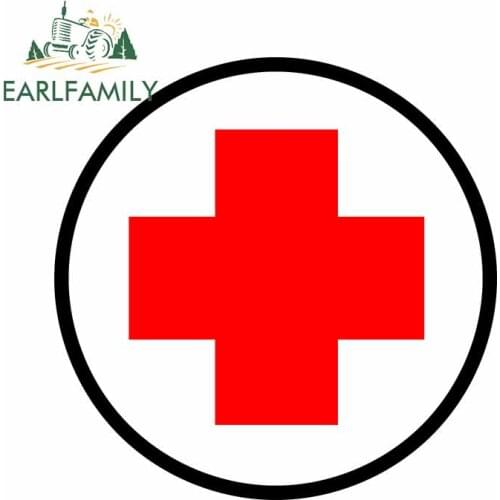 EARLFAMILY 13cm For Red Cross Vinyl Material Car Stickers Trunk Decal Car Styling RV Campervan Personality Refrigerator Decor