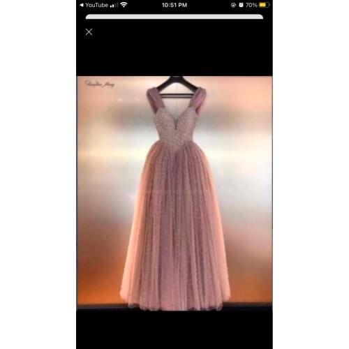 XUANDREAM Hot Sell heavy pearls dresses for girl robes de soirée вечерние платья cheap long tulle evening dresses