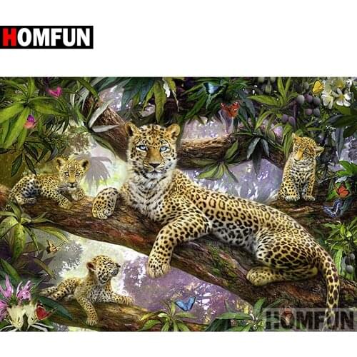 HOMFUN Full Square/Round Drill 5D DIY Diamond Painting "leopard" Embroidery Cross Stitch 5D Home A08301