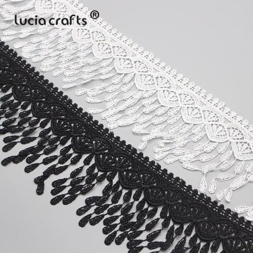 Lucia Crafts 1/2/5yards Embroidery Tassels Lace 90mm Lace Fabric Women DIY Sewing Garment Lace N0603