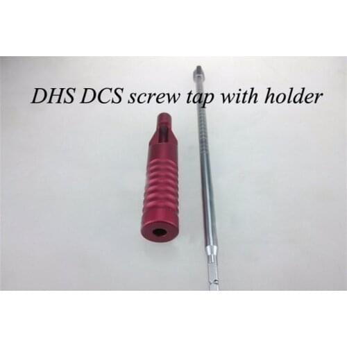 Medical orthopedics instrument stainless steel DHS DCS lag screw taping with aluminium holder femur cannulated hollow screw tap