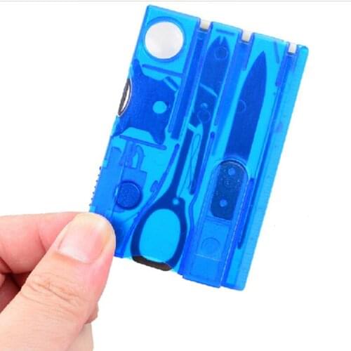12 in 1 Outdoor Multifunction Pocket Military Card Suit Survival Tools With Pen/Light for Camping Hunting