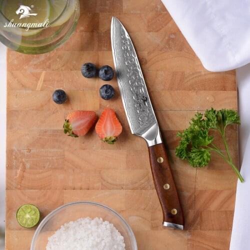 Shuangmali 5 Inch Cooking Kitchen Paring Knife 67Layer Damascus Steel Chef Fruit Utility Knives Cleaver Vegetable Peeling Knife