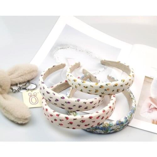 Vintage Flat Floral Headbands Sweet Girls White Hairbands Simple Fabric Hair Hoop Bezel Accessories Hair Holder Clip For Women