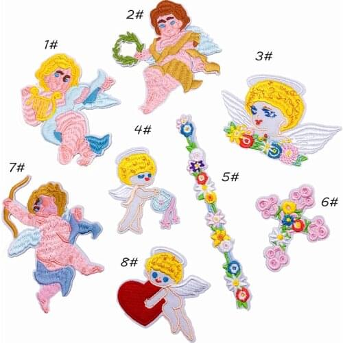 PGY Large Embroidery Fairy Cupid Baby Doll Angel Wings Applique Fashion Patch Embellishment for Clothes Bag Iron on Accessory