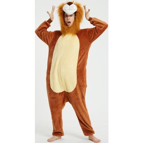 Adult Unicorn Flannel Onesies Women Pajamas Cosplay Lion Cartoon Animal Sleepwear Pyjamas Christmas Halloween Costume
