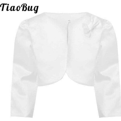 Flower Girl Jackets Princess Girls Dress Bolero Long Sleeve Bowknot Single Button Jacket Kids Cropped Coat for Wedding Cardigan