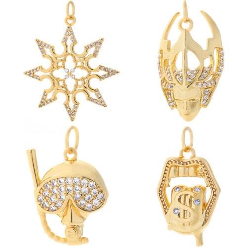 Diy Pendant Charms for Earrings Necklace Bracelet Cute Designer Charms for Jewelry Making Supplies Copepr Pave Cubic Zircon