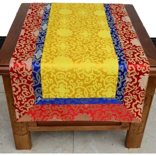 Custom Patchwork Tibetan style Jacquard Small Cabinet Dust Cover Cloth Chinese Silk Satin Rectangle Coffee Tea Table Cloth