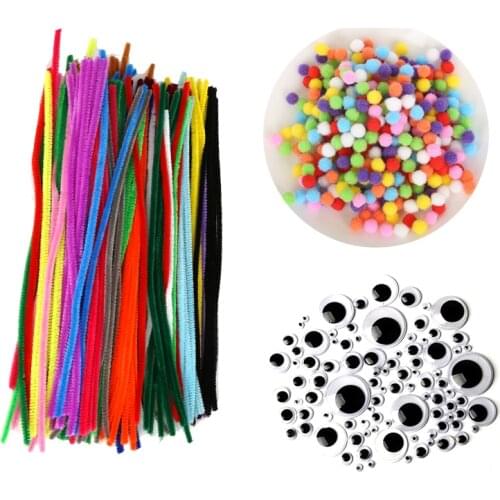 100Pcs Colorful Chenille Stems Plush Stick Pipe Cleaners DIY Art Crafts Pompoms Children Toys Doll Kids Handicraft Party Supply