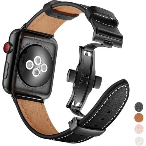 Leather strap for Apple watch 6 5 4 se 44mm 40mm Men/women comfortable replacement bracelet strap for iwatch 3 2 42mm 38mm band