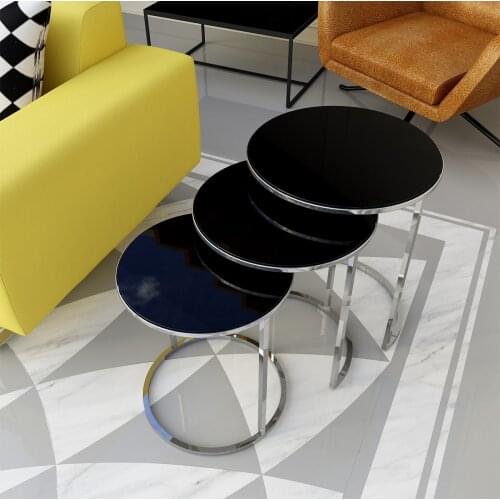 Modern Adk2009 3'lü Zigon Coffee table Chrome-smoked Mirror coffe table