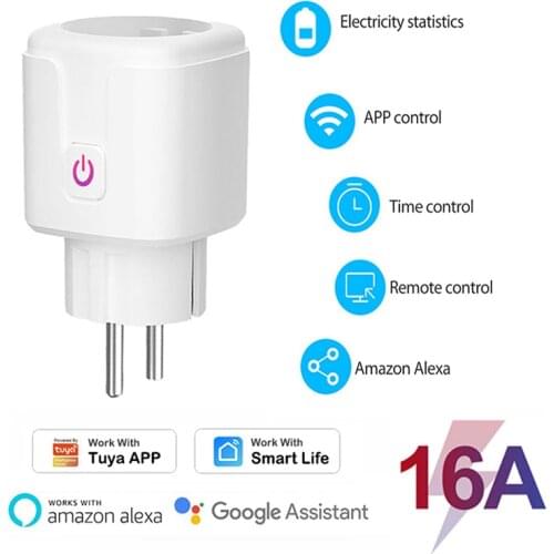 Smart Plug 16A Wifi Smart Socket EU Plug With Power Metering Tuya Smart Life App Time Control Voice Control By Alexa Google Home