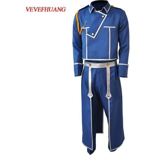 VEVEFHUANG Anime Fullmetal Alchemist Cosplay Roy Mustang Costumes Military Uniform Suit Fullmetal Alchemist Roy Mustang Army set