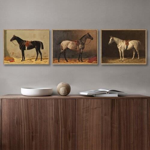 Vintage Art Poster Horse Canvas Painting Retro Oil Painting On Wall Loft Frameless Picture Printings Poster for Home Design