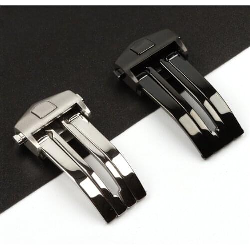 Watch Accessories 18mm 20mm Stainless Steel Watch Clasp For TAG Heuer Rubber Watch Strap Black Silver Folding Buckle Tools Free