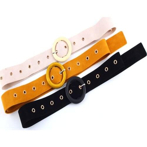 Solid color Vintage velvet canvas belt for women Fashion Round Buckle waist strap ladies dress waistband decoration accessories