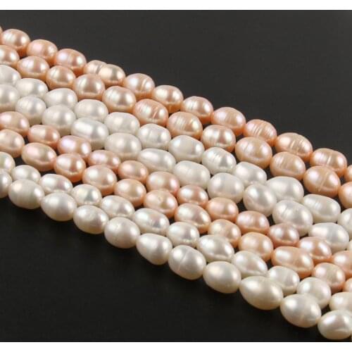 AA White Pink Freshwater Pearls Beads Punch Loose Oval Shape Beads for Jewelry Making DIY Women Elegant Necklace 15inch