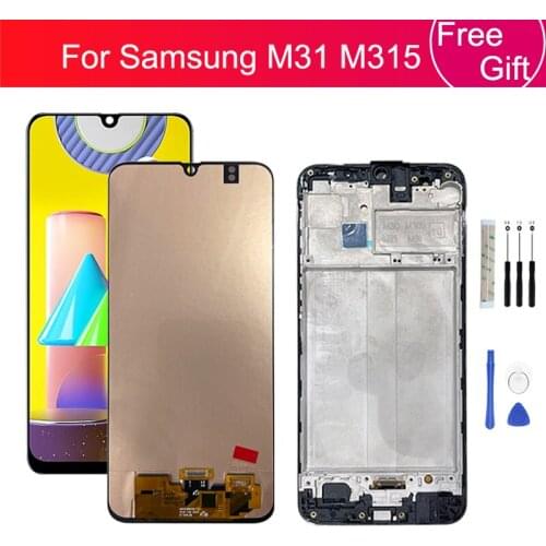 For Samsung Galaxy M31 LCD M315 Touch Screen Digitizer Assembly With Frame Screen Replacement repair part 6.4"