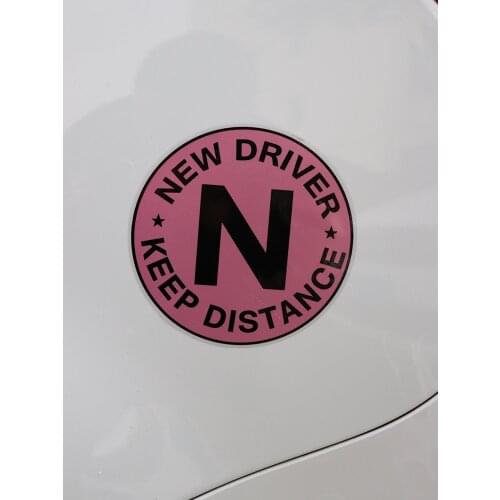 ZTTZDY 12.7cm*12.7cm New Driver Keep Distance PVC Pink Car Sticker YJ1-0046